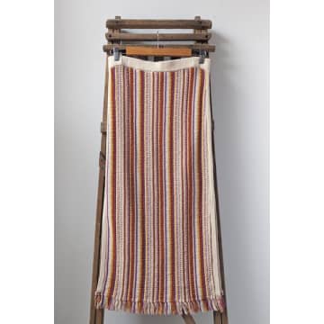 Vanessa Bruno Cypres Fringed Terracotta Stripe Midi-skirt In Brown