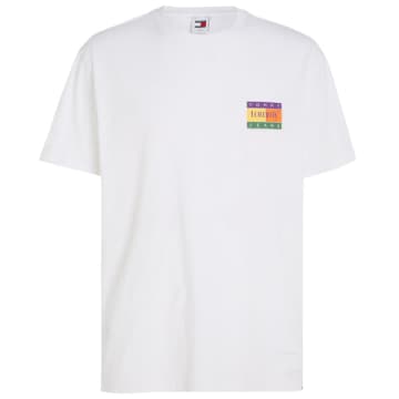 Shop Tommy Hilfiger Tommy Jeans Regular Summer Flag T-shirt In White