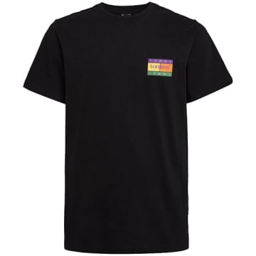 Shop Tommy Hilfiger Tommy Jeans Regular Summer Flag T-shirt In Black