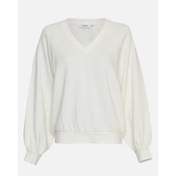Moss Copenhagen Mschnelina Ima Q Raglan V Neck Sweatshirt In White