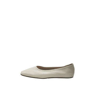 Selected Femme Elia Leather Ballerina Flat Pumps In Neutral
