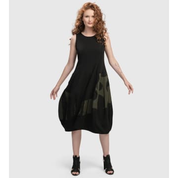 Shop Alembika Black Sleeveless Dress With Khaki Skirt And Spots
