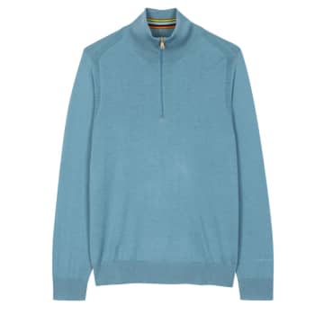 Shop Paul Smith Menswear Merino Wool Half Zip Sweater In Blue