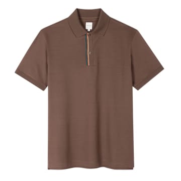 Shop Paul Smith Menswear Signature Stripe Trim Polo Shirt In Mauve