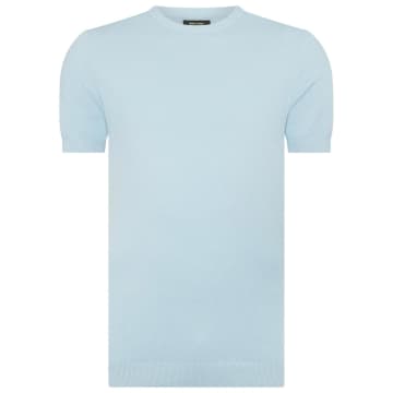 Remus Uomo Textured Cotton T-shirt In Blue