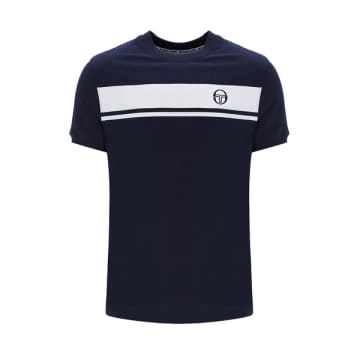 Sergio Tacchini Master Crew Neck T-shirt In Navy/ White In Blue