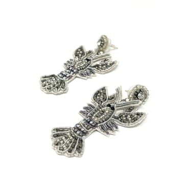 My Doris Silver Beaded Lobster Earrings In Metallic