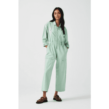 Seventy + Mochi Amelia All In One Washed Mint Jumpsuit In Green