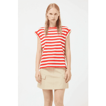 Compañía Fantástica Red Striped Short Sleeve T-shirt