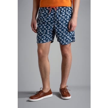 Shop Paul & Shark Men's All Over Shark Print Swimming Shorts