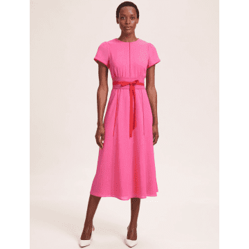 Cefinn Rosie Belted Maxi Dress Col: Hot Pink/crimson, Size: 12