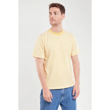 Shop Armor-lux 59643 Heritage Striped T Shirt In Yellow/milk