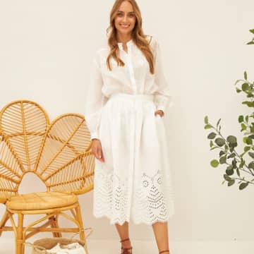 Shop Chico Soleil Embroidered White Skirt