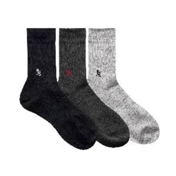 Shop Gramicci Basic 3-pack Crew Socks (grey/charcoal/black)