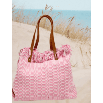 Shop Envy Jewellery Envy Pink Woven Beach Bag