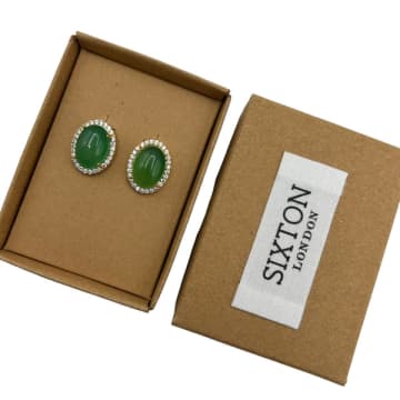 Sixton Retro Jade Style Earrings In Green