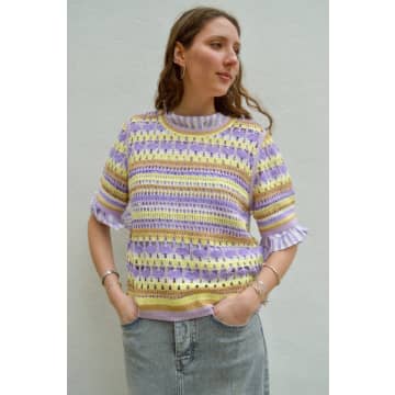 Shop Yerse Multicolour Purple Crochet Sweater