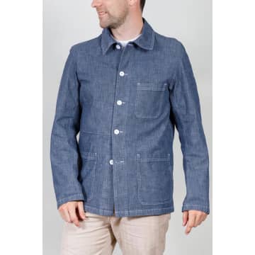 Vétra Chambray Weaved Jacket In Blue