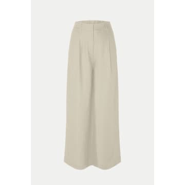 Selected Femme Sandshell Lyra Wide Linen Pants In Neturals