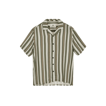Anerkjendt Leo S/s Viscose Aop Shirt In Olivine From In Green