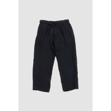 Document Linen Relaxed Pants Navy In Blue