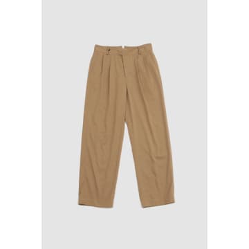Document Nylon Chino Tucked Trousers Beige In Neturals