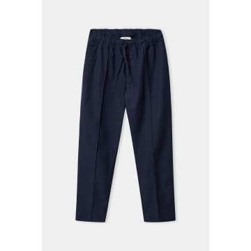 About Companions Navy Tencel Max Trousers In Blue