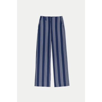 Apof Structured Stripe Stefani Trousers In Blue