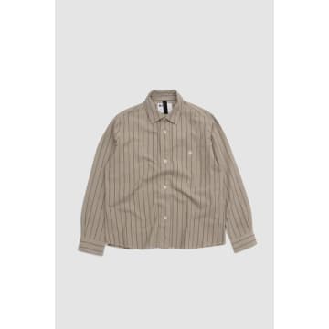 Margaret Howell Overall Shirt Wide Stripe Cotton Linen Stone In Gray