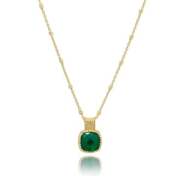 Shop Azuni London | Tetra Square Gemstone Pendant | Gold And Green Onyx