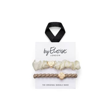 By Eloise Cream & Gold Bangle Band Set In Neutrals