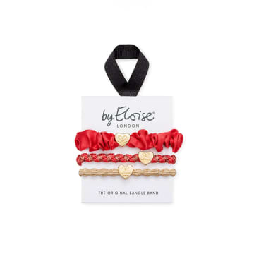 By Eloise Valentine Hearts Bangle Band Set In Red