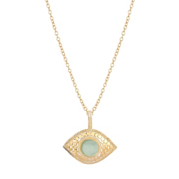 Anna Beck Evil Eye Green Quartz Necklace In Gold