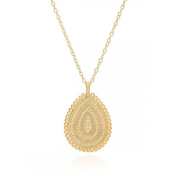 Anna Beck Large Scalloped Teardrop Necklace In Gold