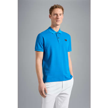 Paul & Shark Men's Organic Cotton Piqué Polo With Iconic Badge In Blue