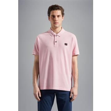 Paul & Shark Men's Organic Cotton Piqué Polo With Iconic Badge In Pink