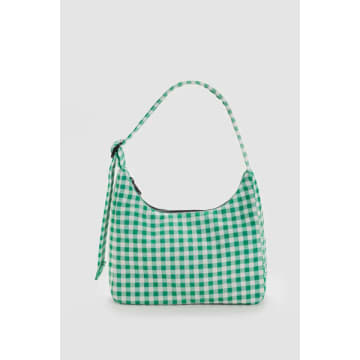 Baggu Mini Nylon Green Gingham Shoulder Bag