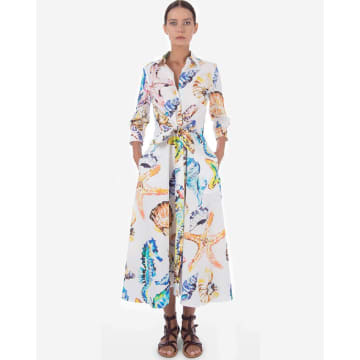 Sara Roka Dralla Multi Sea Printed Midi Dress