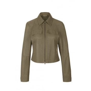 Riani Leather Jacket In Olive In Green