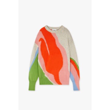 Cks Fashion Multi Abstract Pastel Sweater In Orange