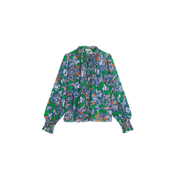 Suncoo Latinos Blouse In Green Print From