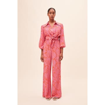 Suncoo Luna Print Blouse In Pink