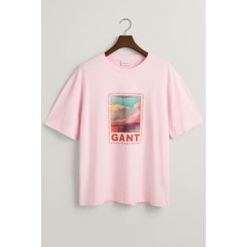 Shop Gant - Washed Graphic T-shirt In California Pink 2013078 637
