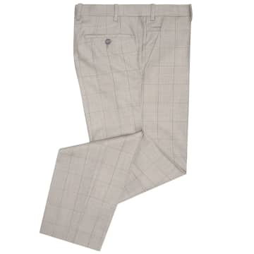 Remus Uomo Lucian Windowpane Check Suit Trouser In Neturals