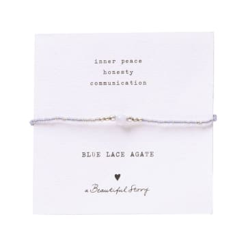 Shop Beautiful Story Iris Card Blue Lace Agate Silver Bracelet