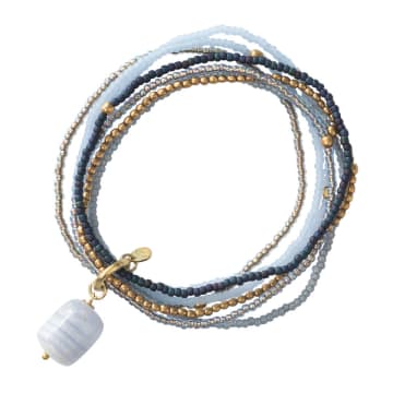 Shop Beautiful Story Nirmala Blue Lace Agate Gold Bracelet