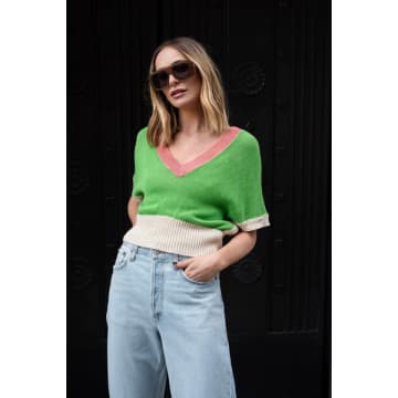 Libby Loves Milan Knit Top In Green