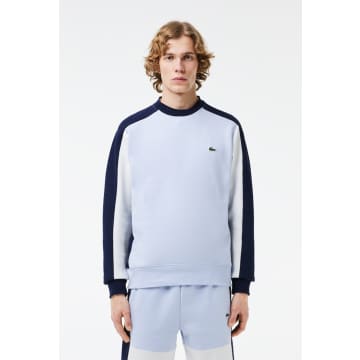 Lacoste Men's Brushed Fleece Colourblock Jogger Sweatshirt In Blue