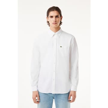 Lacoste Men's Regular Fit Cotton Oxford Shirt In White