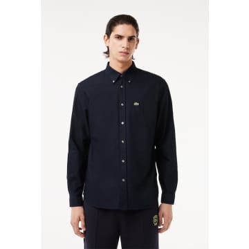 Lacoste Men's Regular Fit Cotton Oxford Shirt In Black